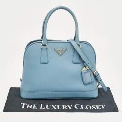 Prada Blue Saffiano Lux Leather Medium Promenade Bag