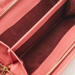 Pre Owned Prada Pink Saffiano Metal Leather French Wallet