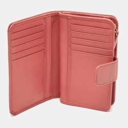 Pre Owned Prada Pink Saffiano Metal Leather French Wallet