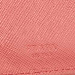 Pre Owned Prada Pink Saffiano Metal Leather French Wallet