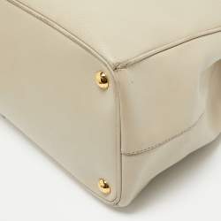 Pre Owned Prada Light Beige Saffiano Lux Leather Large Double Zip Tote