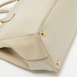 Pre Owned Prada Light Beige Saffiano Lux Leather Large Double Zip Tote