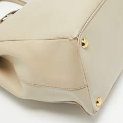 Pre Owned Prada Light Beige Saffiano Lux Leather Large Double Zip Tote
