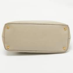 Pre Owned Prada Light Beige Saffiano Lux Leather Large Double Zip Tote