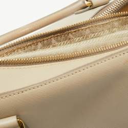Pre Owned Prada Light Beige Saffiano Lux Leather Large Double Zip Tote