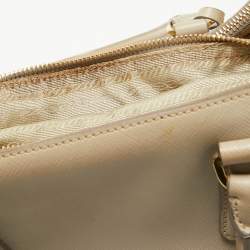 Pre Owned Prada Light Beige Saffiano Lux Leather Large Double Zip Tote