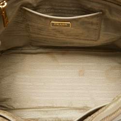 Pre Owned Prada Light Beige Saffiano Lux Leather Large Double Zip Tote