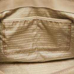 Pre Owned Prada Light Beige Saffiano Lux Leather Large Double Zip Tote