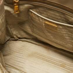 Pre Owned Prada Light Beige Saffiano Lux Leather Large Double Zip Tote