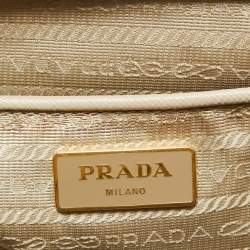 Pre Owned Prada Light Beige Saffiano Lux Leather Large Double Zip Tote