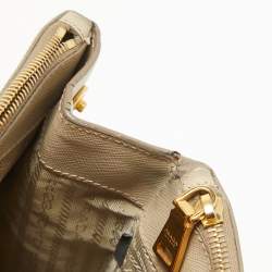 Pre Owned Prada Light Beige Saffiano Lux Leather Large Double Zip Tote