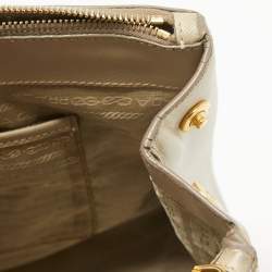 Pre Owned Prada Light Beige Saffiano Lux Leather Large Double Zip Tote