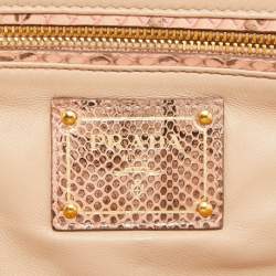 Pre Owned Prada Salmon Karung Leather Frame Zip Tote