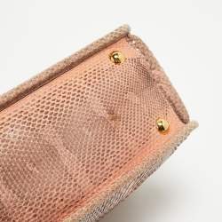 Pre Owned Prada Salmon Karung Leather Frame Zip Tote