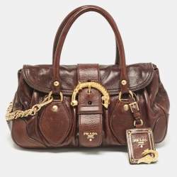 Prada Dark Brown Cervo Animalier Leather Satchel