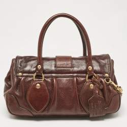 Prada Dark Brown Cervo Animalier Leather Satchel