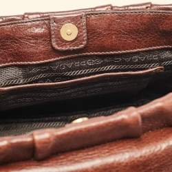 Prada Dark Brown Cervo Animalier Leather Satchel