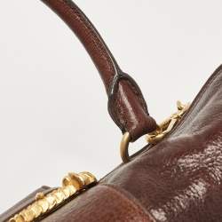 Prada Dark Brown Cervo Animalier Leather Satchel