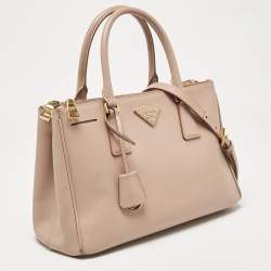 Prada Light Pink Saffiano Lux Leather Small Galleria Double Zip Tote