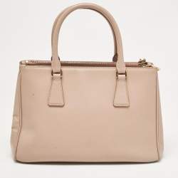 Prada Light Pink Saffiano Lux Leather Small Galleria Double Zip Tote