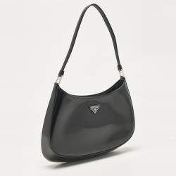 Prada Black Glossy Leather Cleo Hobo