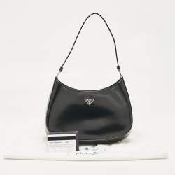 Prada Black Glossy Leather Cleo Hobo