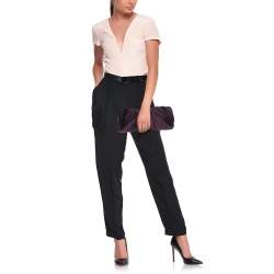 Pre Owned Prada Purple Satin Raso Pleated Clutch