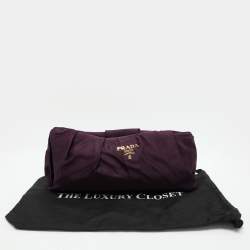 Pre Owned Prada Purple Satin Raso Pleated Clutch