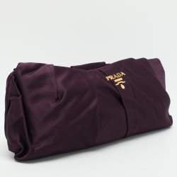 Pre Owned Prada Purple Satin Raso Pleated Clutch