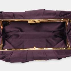 Pre Owned Prada Purple Satin Raso Pleated Clutch