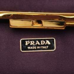 Pre Owned Prada Purple Satin Raso Pleated Clutch