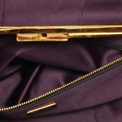Pre Owned Prada Purple Satin Raso Pleated Clutch