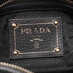 Pre Owned Prada Black Leather and Nylon Buckle Shoulder Bag