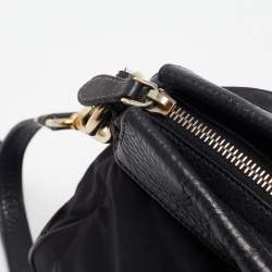 Pre Owned Prada Black Leather and Nylon Buckle Shoulder Bag