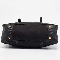 Pre Owned Prada Black Leather and Nylon Buckle Shoulder Bag