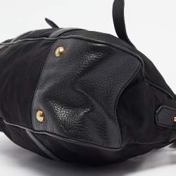 Pre Owned Prada Black Leather and Nylon Buckle Shoulder Bag
