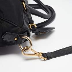 Pre Owned Prada Black Leather and Nylon Buckle Shoulder Bag