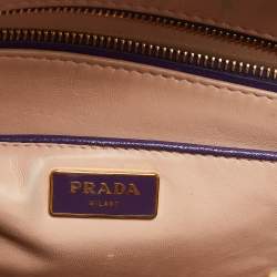 Prada Purple Saffiano Lux Leather Pyramid Frame Satchel