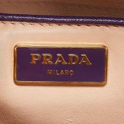 Prada Purple Saffiano Lux Leather Pyramid Frame Satchel