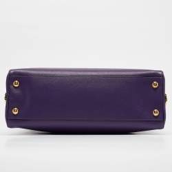 Prada Purple Saffiano Lux Leather Pyramid Frame Satchel