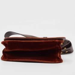 Pre Owned Prada Brown Velvet Pionniere Saddle Bag