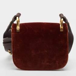 Pre Owned Prada Brown Velvet Pionniere Saddle Bag