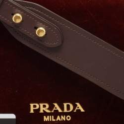 Pre Owned Prada Brown Velvet Pionniere Saddle Bag