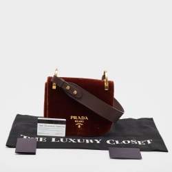 Pre Owned Prada Brown Velvet Pionniere Saddle Bag