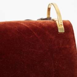 Pre Owned Prada Brown Velvet Pionniere Saddle Bag