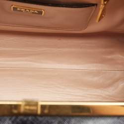 Prada Black Patent Leather Pyramid Frame Top Handle Bag
