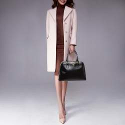 Prada Black Patent Leather Pyramid Frame Top Handle Bag