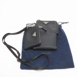 Pre Owned Prada Black Re-Nylon Lanyard Pouches