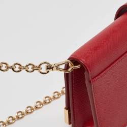 Prada Red Saffiano Leather Cahier Wallet on Chain