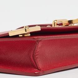 Prada Red Saffiano Leather Cahier Wallet on Chain